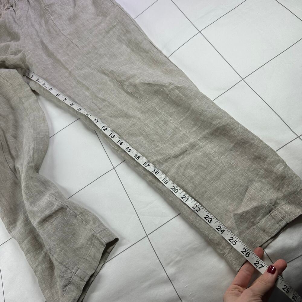 Quince Pants Womens Medium Flax Cream 100% European Linen Tapered Ankle Relaxed - Picture 10 of 12